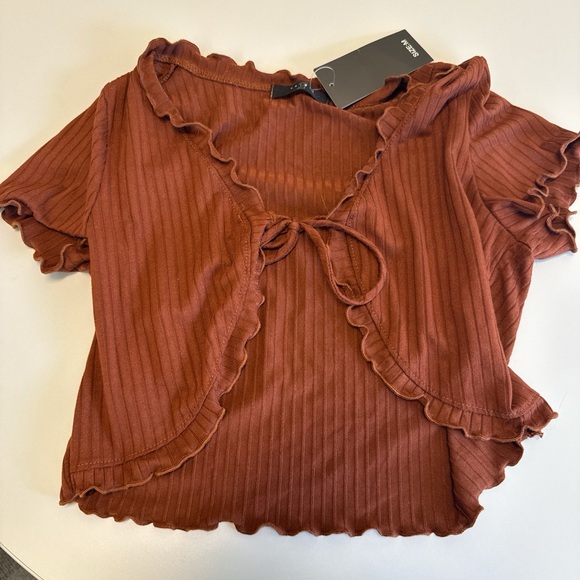 Tops - Ruffle Trim Rust Top
